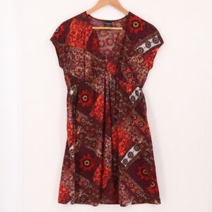 Vintage Faded Glory Patchwork Empire Waist Dress Womens Size S Peasant Boho